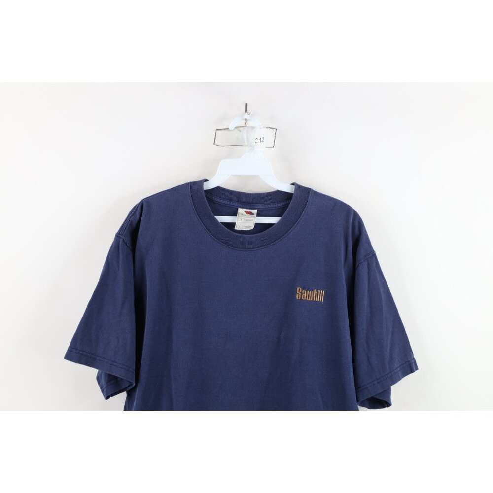Vtg 90s Streetwear Mens Large Distressed Spell Out Sawhill Short Sleeve T-Shirt View 2